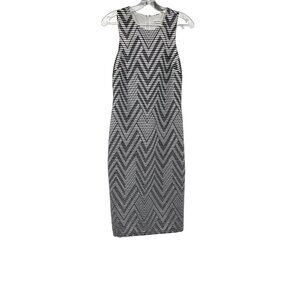 Calvin Klein Womens Chevron Print Sheath Dress Sleeveless Black/White Size 8